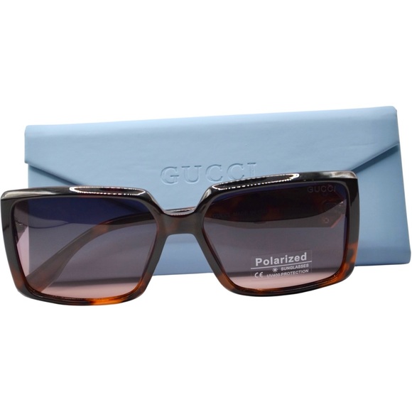 Gucci Women’s Polarized Sunglasses | Brown Tortoise Frame | Purple/Brown Lens - Picture 6 of 12